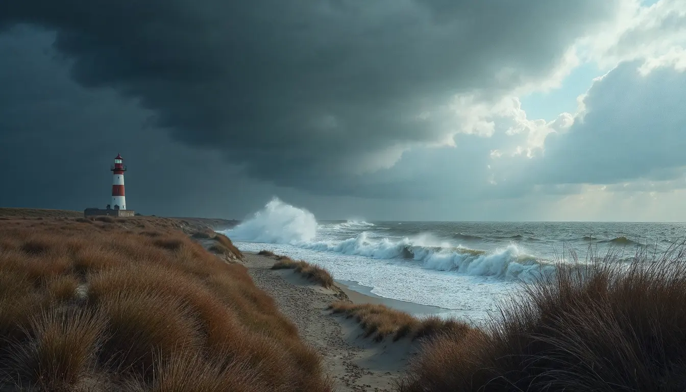 Sturmflut an der Nordsee im Herbst